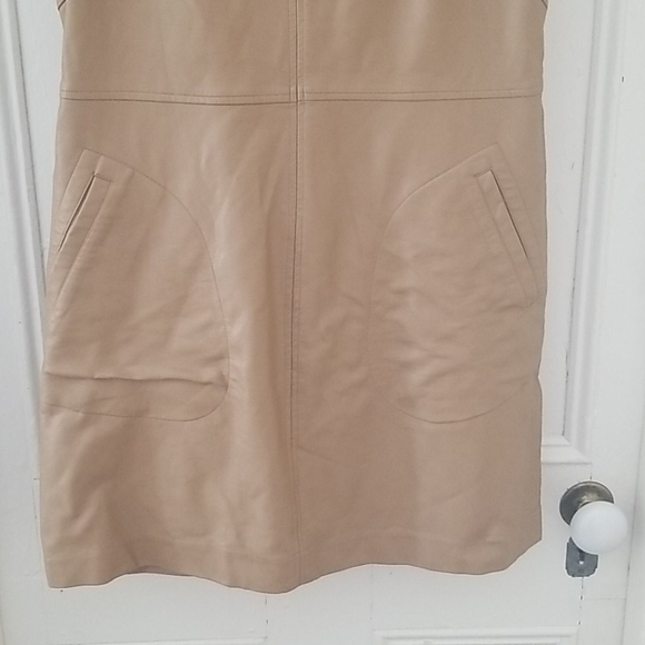 Tan faux leather sleeveless dress - Picture 2 of 4